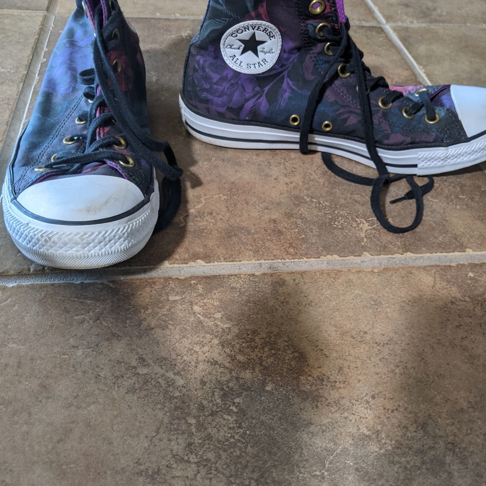 Purple floral print converse